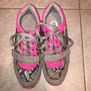 G by Guess pink & grey snakeskin sneakers